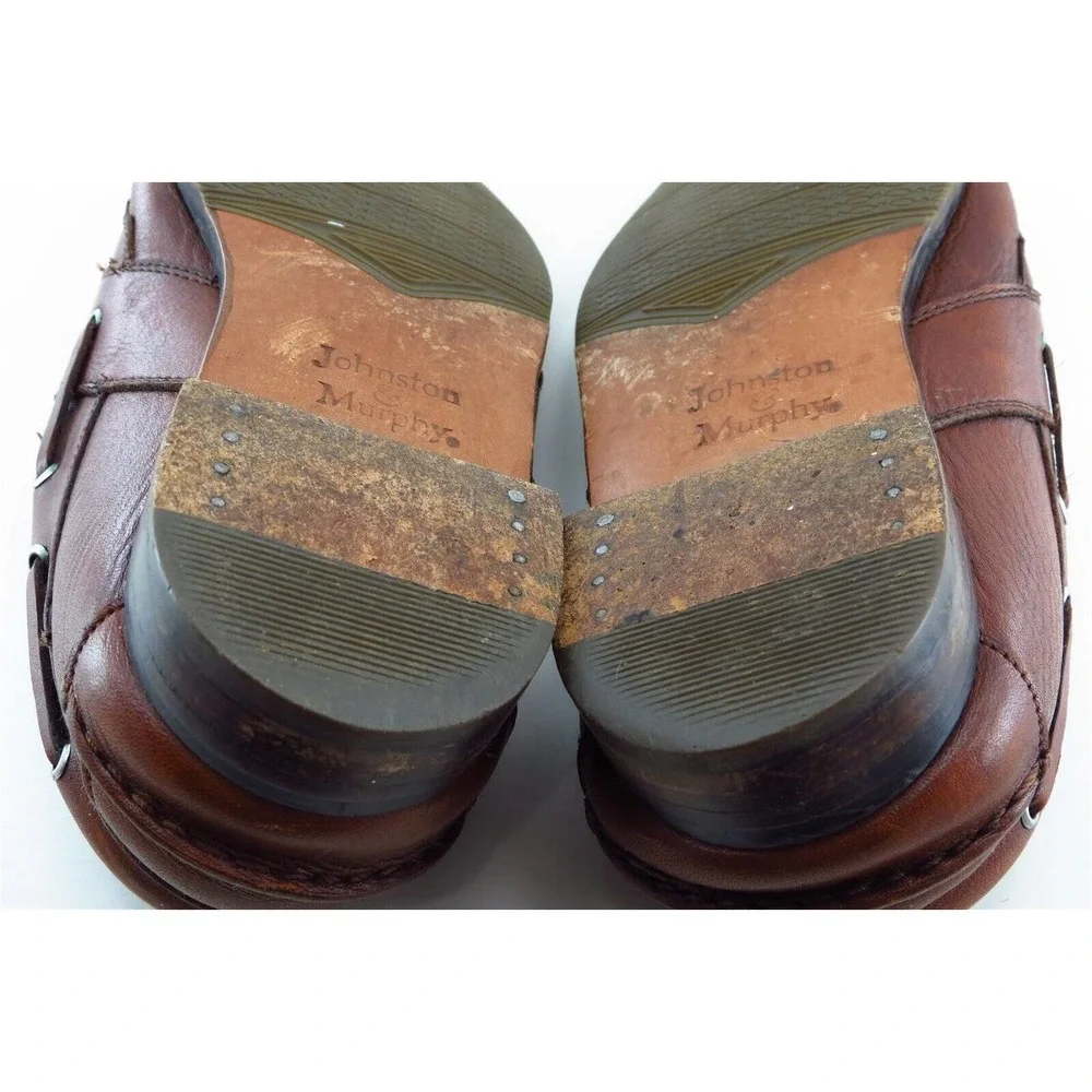 Johnston And Murphy Derby Oxfords Brown Leather Men Shoes Size 8‎ Medium